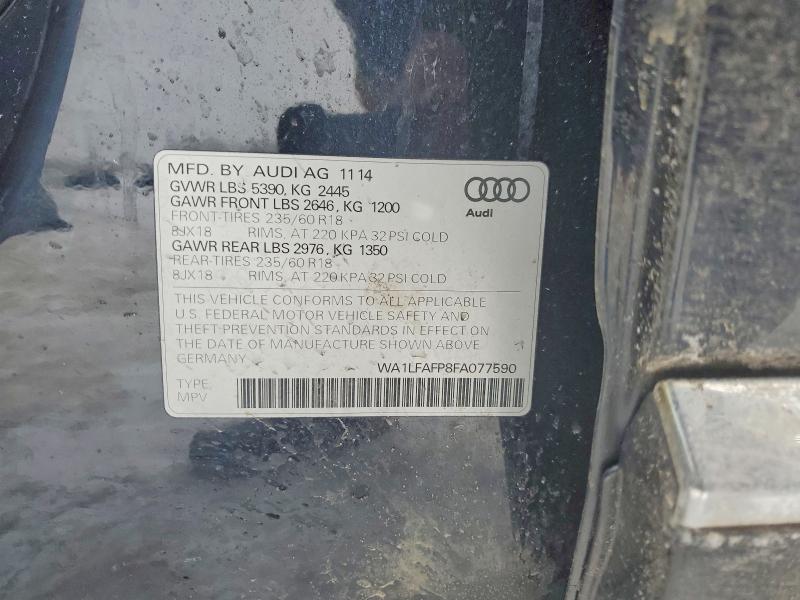 76980385 :رقم المزاد ، WA1LFAFP8FA077590 vin ، 2015 Audi Q5 مزاد بيع