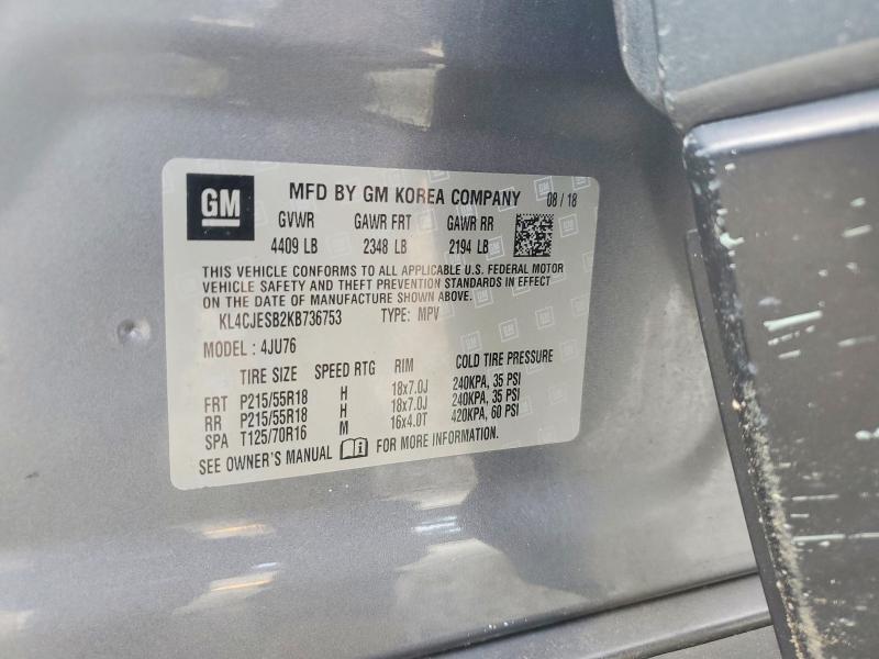 2019 Buick Encore მანქანა იყიდება აუქციონზე, vin: KL4CJESB2KB736753, აუქციონის ნომერი: 79222365