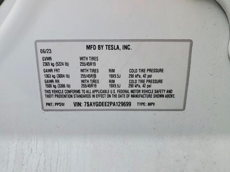 Aukcja sprzedaży 2023 Tesla Model Y, vin: 7SAYGDEE2PA129699, numer aukcji: 78089805