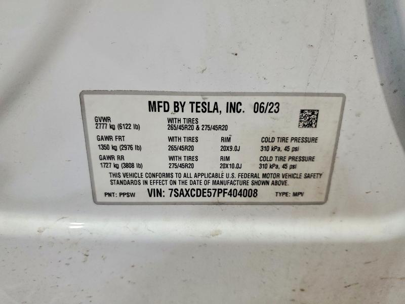 Продажа на аукционе авто 2023 Tesla Model X, vin: 7SAXCDE57PF404008, номер лота: 79251515