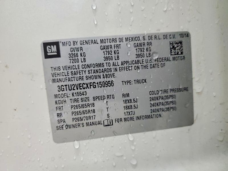 2015 Gmc Sierra მანქანა იყიდება აუქციონზე, vin: 3GTU2VECXFG150956, აუქციონის ნომერი: 77088145