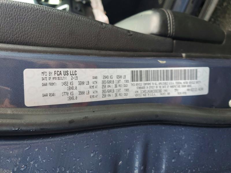 Aukcja sprzedaży 2019 Dodge Durango, vin: 1C4RDJAG0KC692386, numer aukcji: 75883885