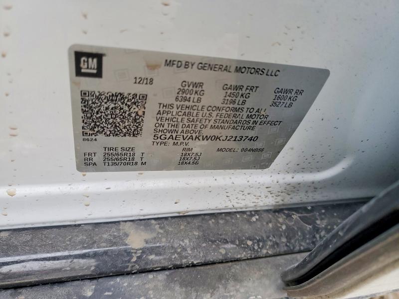 Продаж на аукціоні авто 2019 Buick Enclave, vin: 5GAEVAKW0KJ213740, номер лоту: 76010915