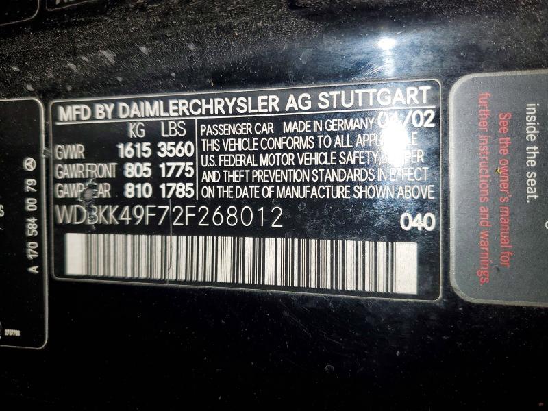 Продажа на аукционе авто 2002 Mercedes-benz Slk, vin: WDBKK49F72F268012, номер лота: 78546265