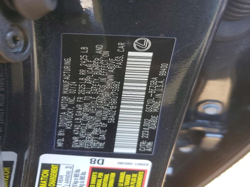 77461155 :رقم المزاد ، 58ADZ1B18RU175982 vin ، 2024 Lexus Es مزاد بيع