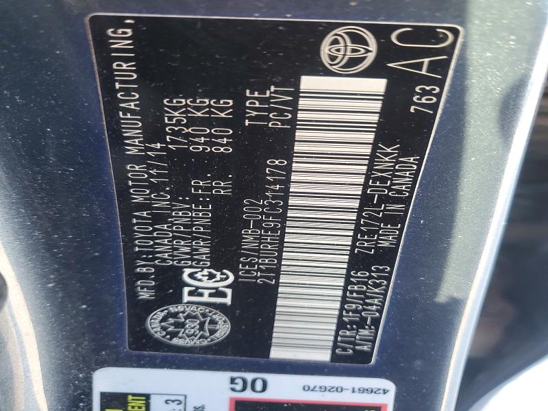 Продажа на аукционе авто 2015 Toyota Corolla, vin: 2T1BURHE9FC314178, номер лота: 72143025