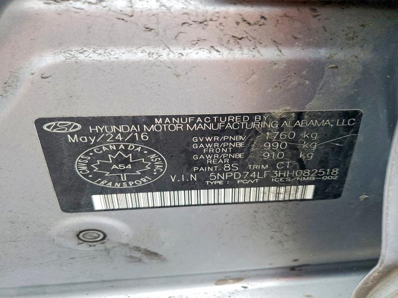 Aukcja sprzedaży 2017 Hyundai Elantra, vin: 5NPD74LF3HH082518, numer aukcji: 78297305