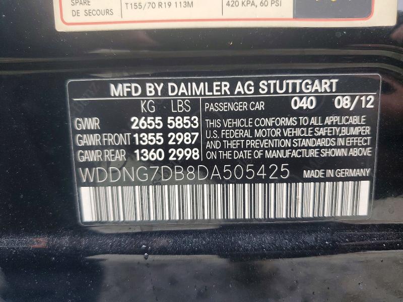 76118275 :رقم المزاد ، WDDNG7DB8DA505425 vin ، 2013 Mercedes-benz S مزاد بيع