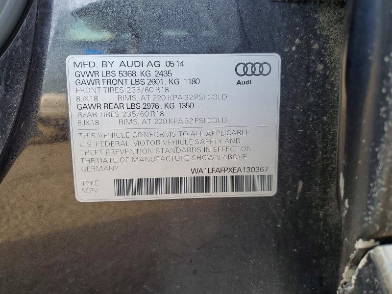 Aukcja sprzedaży 2014 Audi Q5, vin: WA1LFAFPXEA130367, numer aukcji: 78827315