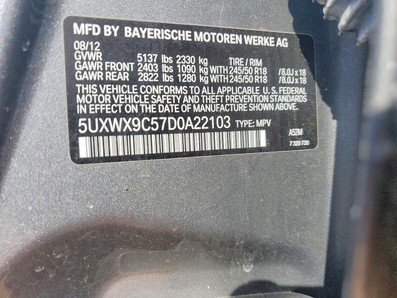 78068265 :رقم المزاد ، 5UXWX9C57D0A22103 vin ، 2013 Bmw X3 مزاد بيع