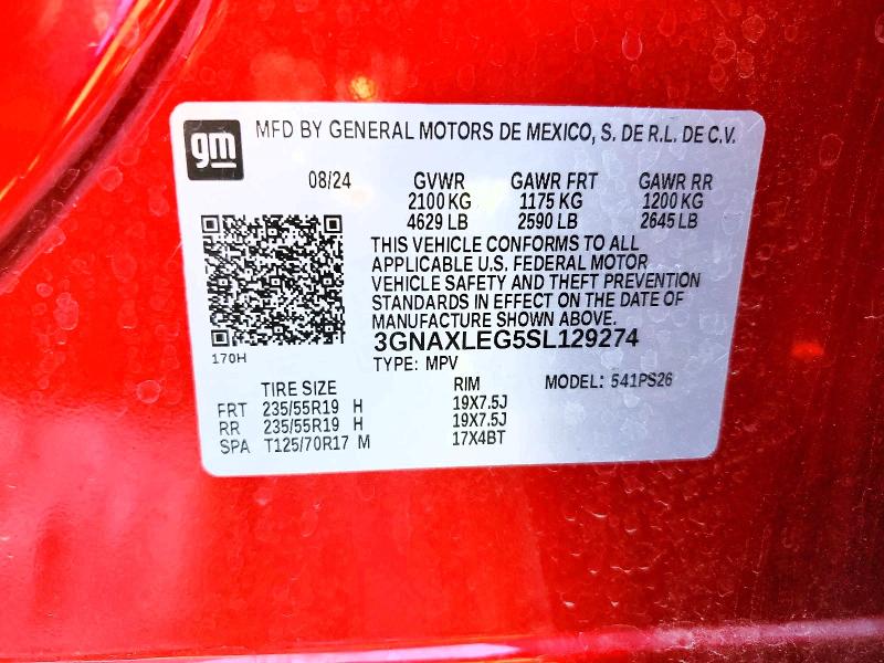 Продаж на аукціоні авто 2025 Chevrolet Equinox, vin: 3GNAXLEG5SL129274, номер лоту: 79248605