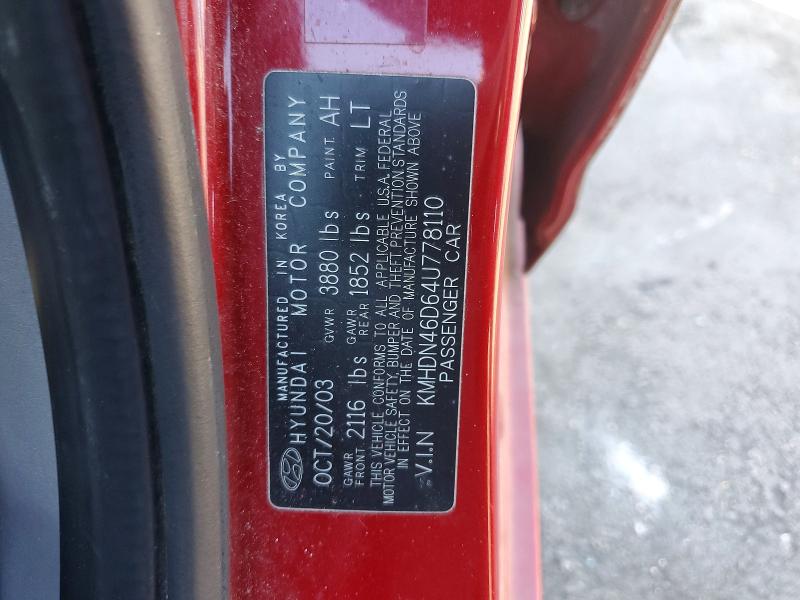 74946705 :رقم المزاد ، KMHDN46D64U778110 vin ، 2004 Hyundai Elantra مزاد بيع