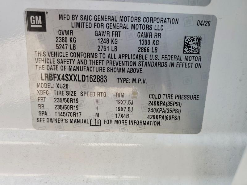 Продажа на аукционе авто 2020 Buick Envision, vin: LRBFX4SXXLD162883, номер лота: 77517365