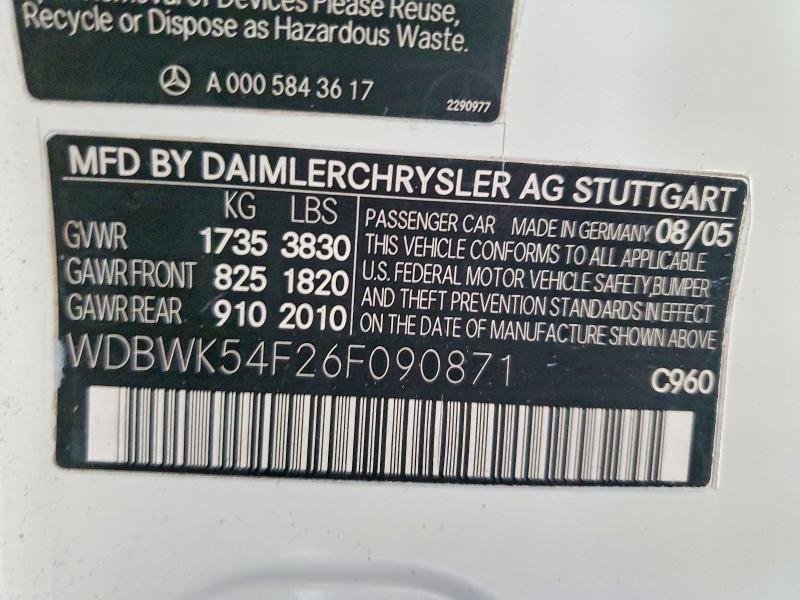 Продаж на аукціоні авто 2006 Mercedes-benz Slk 280, vin: WDBWK54F26F090871, номер лоту: 76601075