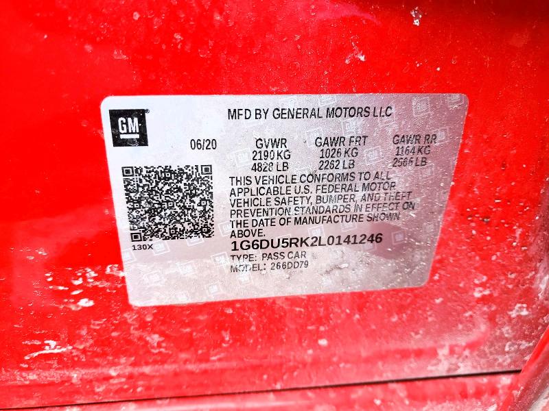 77424785 :رقم المزاد ، 1G6DU5RK2L0141246 vin ، 2020 Cadillac Ct5 مزاد بيع