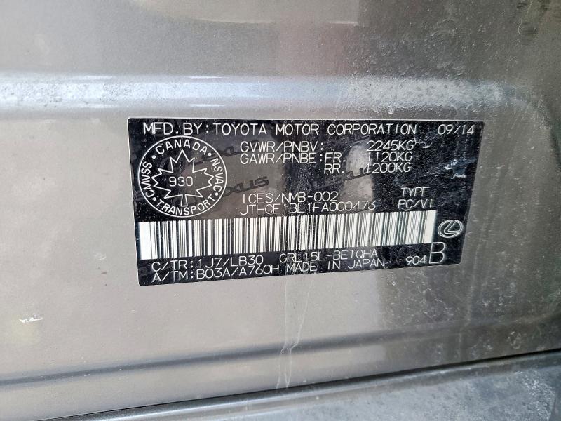 Aukcja sprzedaży 2015 Lexus Gs, vin: JTHCE1BL1FA000473, numer aukcji: 78444855
