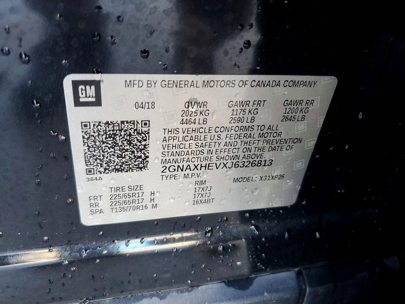 Aukcja sprzedaży 2018 Chevrolet Equinox, vin: 2GNAXHEVXJ6326813, numer aukcji: 76859755