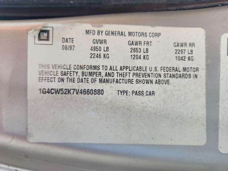 1997 Buick Park Avenue მანქანა იყიდება აუქციონზე, vin: 1G4CW52K7V4660880, აუქციონის ნომერი: 78126295