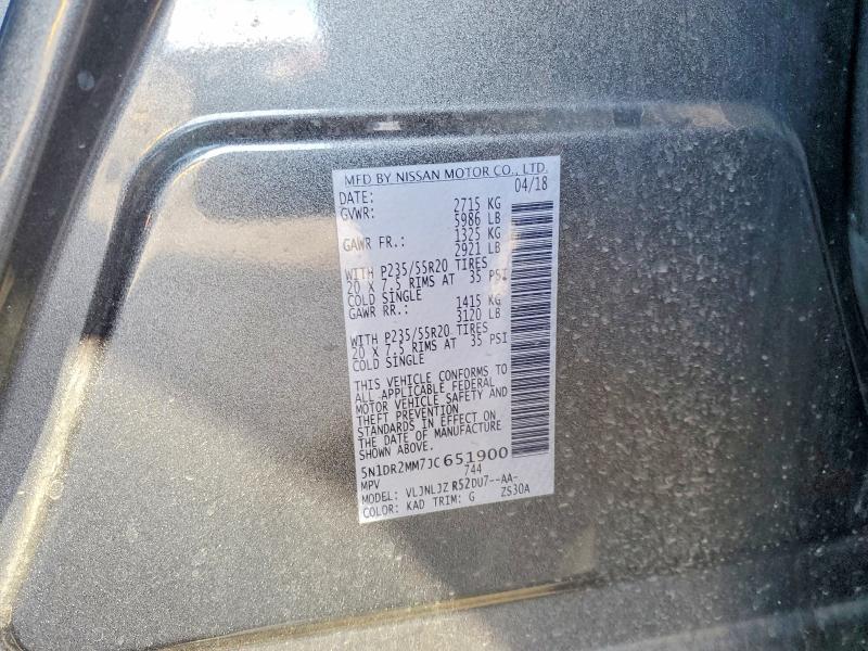 2018 Nissan Pathfinder მანქანა იყიდება აუქციონზე, vin: 5N1DR2MM7JC651900, აუქციონის ნომერი: 77832705