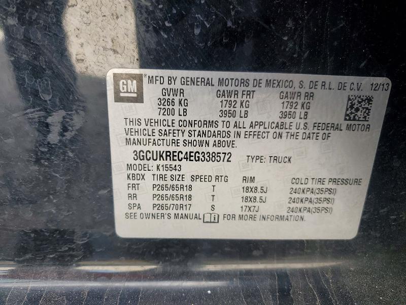 2014 Chevrolet Silverado მანქანა იყიდება აუქციონზე, vin: 3GCUKREC4EG338572, აუქციონის ნომერი: 76939345