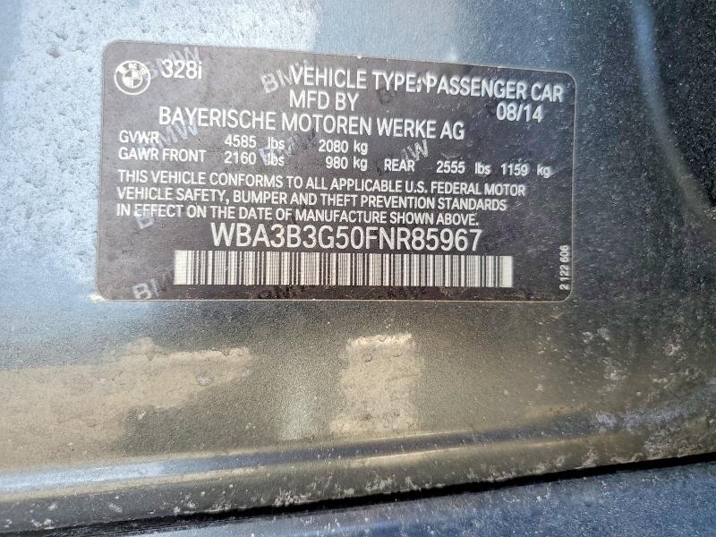 2015 Bmw 328 მანქანა იყიდება აუქციონზე, vin: WBA3B3G50FNR85967, აუქციონის ნომერი: 79206765