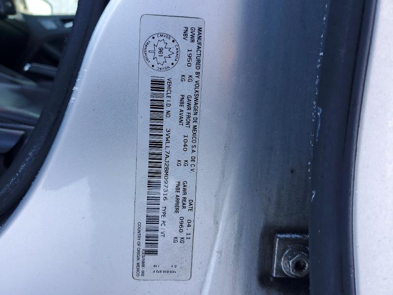 Aukcja sprzedaży 2011 Volkswagen Jetta, vin: 3VWLL7AJ2BM097316, numer aukcji: 73297155
