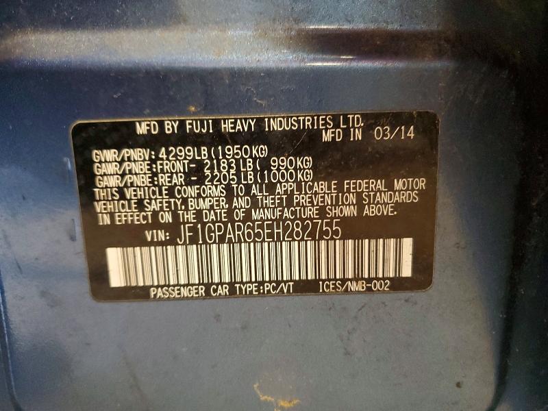 2014 Subaru Impreza მანქანა იყიდება აუქციონზე, vin: JF1GPAR65EH282755, აუქციონის ნომერი: 77157055