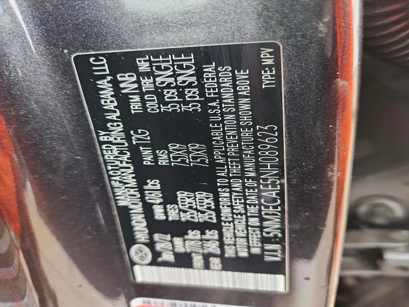 2022 Hyundai Tucson მანქანა იყიდება აუქციონზე, vin: 5NMJECAE5NH089623, აუქციონის ნომერი: 78903195