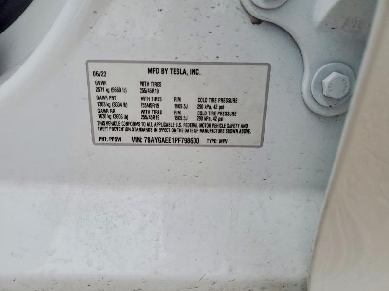 Aukcja sprzedaży 2023 Tesla Model Y, vin: 7SAYGAEE1PF798600, numer aukcji: 76459175