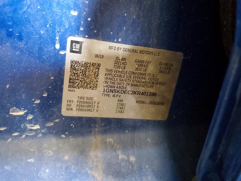 Aukcja sprzedaży 2019 Chevrolet Tahoe, vin: 1GNSKDEC2KR401388, numer aukcji: 79273555