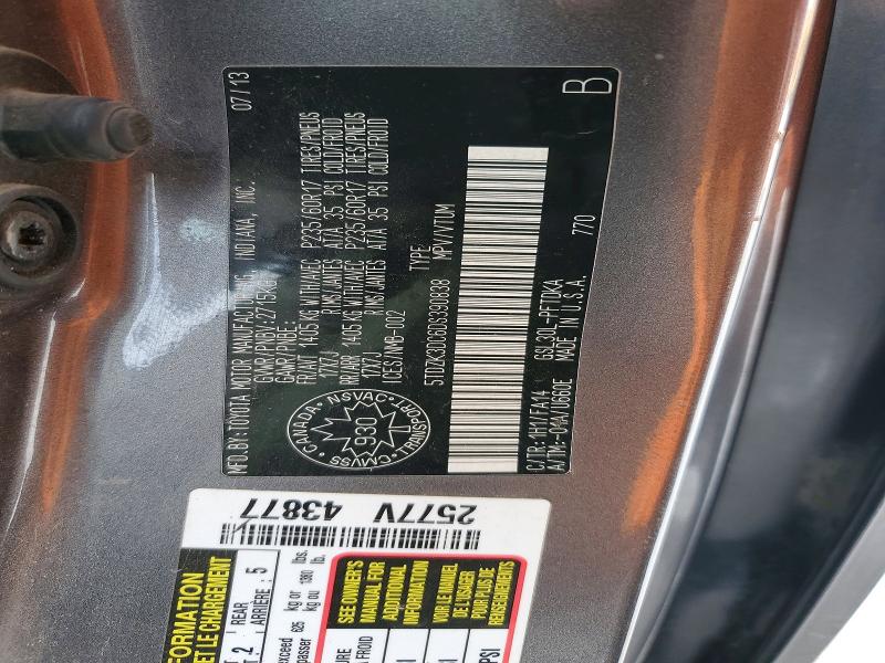 Продаж на аукціоні авто 2013 Toyota Sienna, vin: 5TDZK3DC6DS390838, номер лоту: 77125025