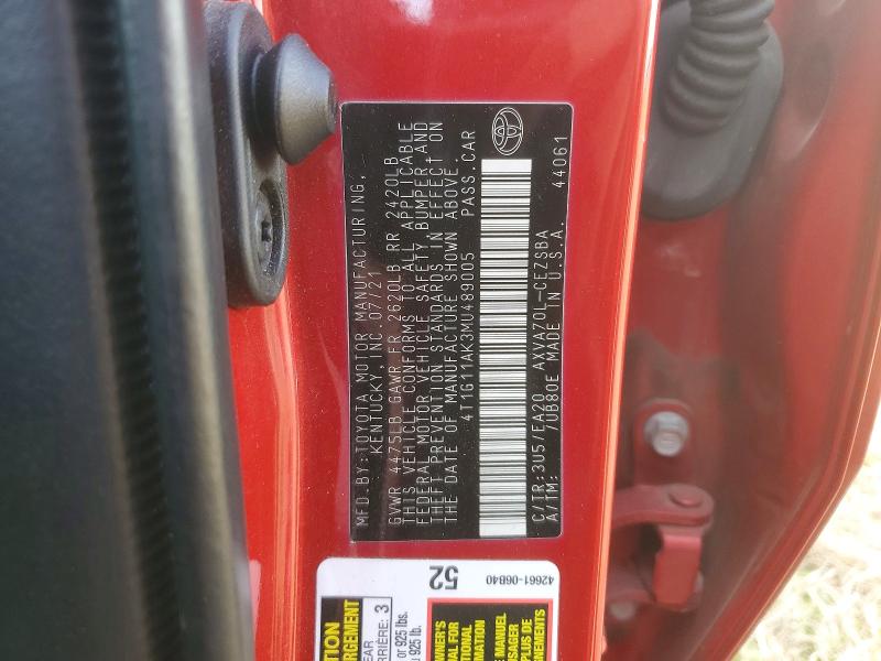 76725085 :رقم المزاد ، 4T1G11AK3MU489005 vin ، 2021 Toyota Camry مزاد بيع