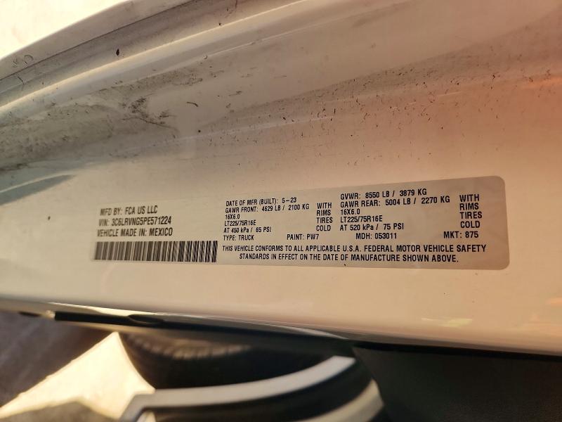 75930685 :رقم المزاد ، 3C6LRVNG5PE571224 vin ، 2023 Ram Promaster 1500 مزاد بيع
