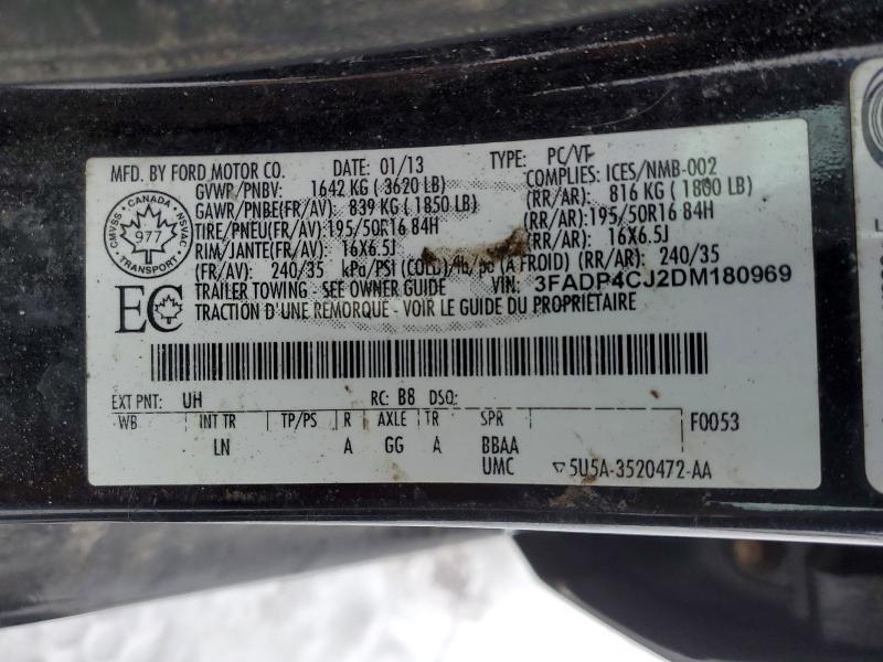 2013 Ford Fiesta მანქანა იყიდება აუქციონზე, vin: 3FADP4CJ2DM180969, აუქციონის ნომერი: 78786595