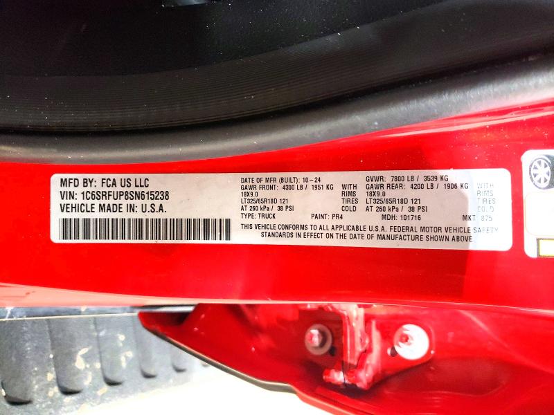 Продажа на аукционе авто 2025 Ram 1500, vin: 1C6SRFUP8SN615238, номер лота: 78854425