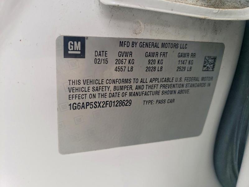 77893035 :رقم المزاد ، 1G6AP5SX2F0128629 vin ، 2015 Cadillac Cts مزاد بيع