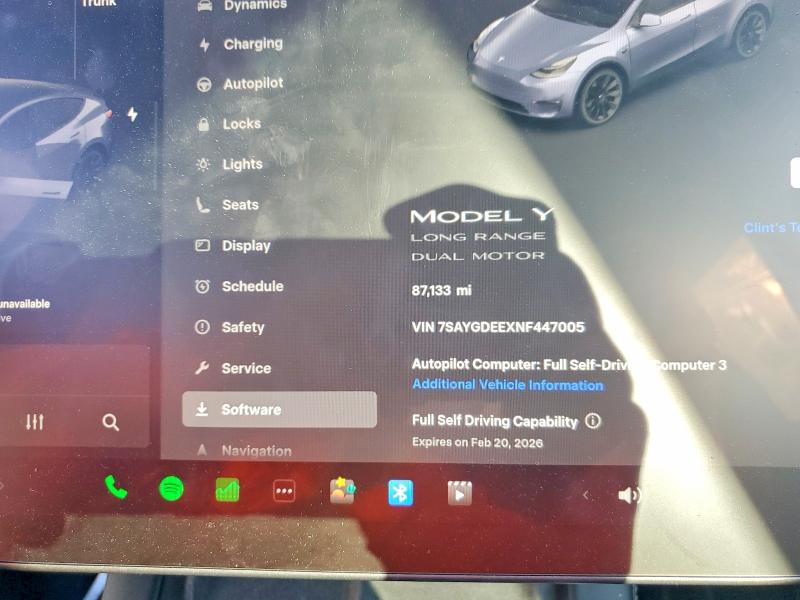 Aukcja sprzedaży 2022 Tesla Model Y, vin: 7SAYGDEEXNF447005, numer aukcji: 77966735