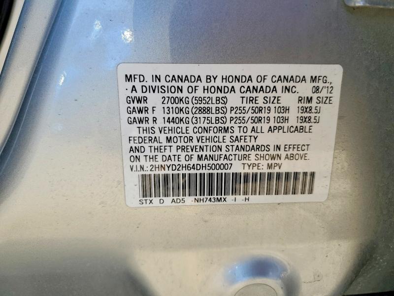 Auction sale of the 2013 Acura Mdx, vin: 2HNYD2H64DH500007, lot number: 78499065
