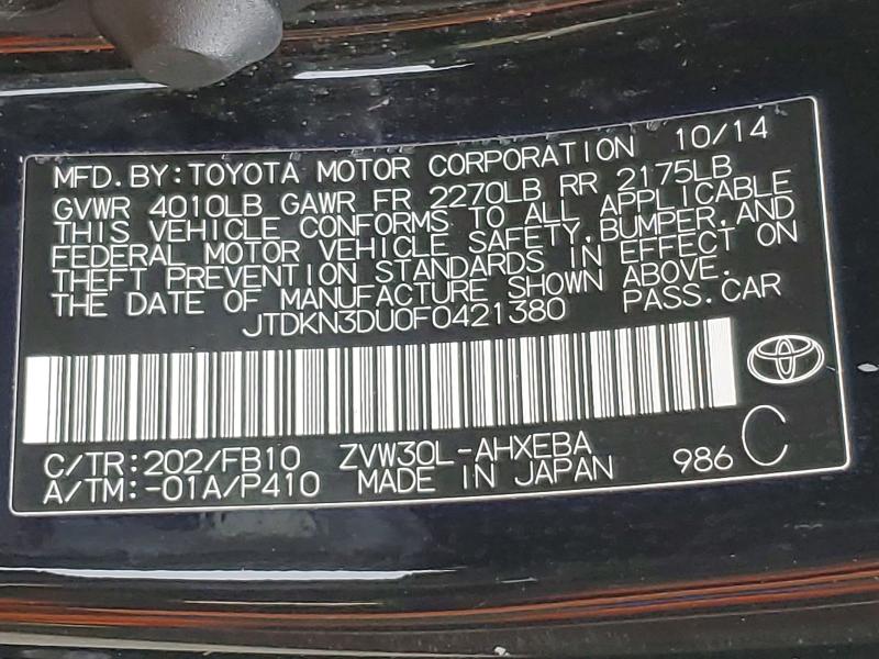 Продажа на аукционе авто 2015 Toyota Prius, vin: JTDKN3DU0F0421380, номер лота: 76762115