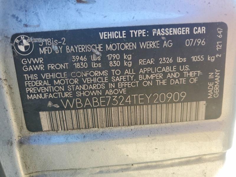 76259845 :رقم المزاد ، WBABE7324TEY20909 vin ، 1996 Bmw 318 مزاد بيع