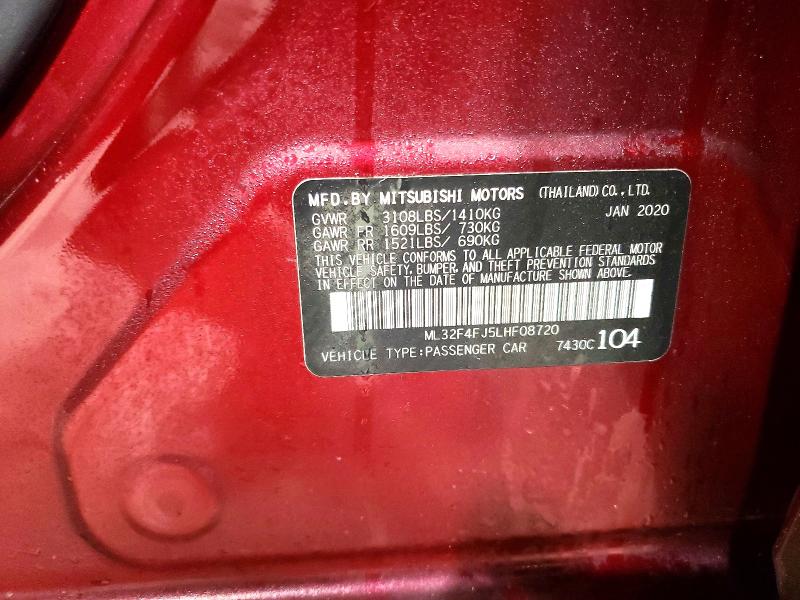 78293105 :رقم المزاد ، ML32F4FJ5LHF08720 vin ، 2020 Mitsubishi Mirage مزاد بيع