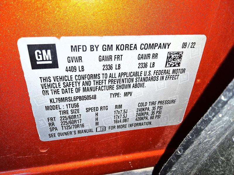 2023 Chevrolet Trailblazer მანქანა იყიდება აუქციონზე, vin: KL79MRSL6PB050548, აუქციონის ნომერი: 78644335
