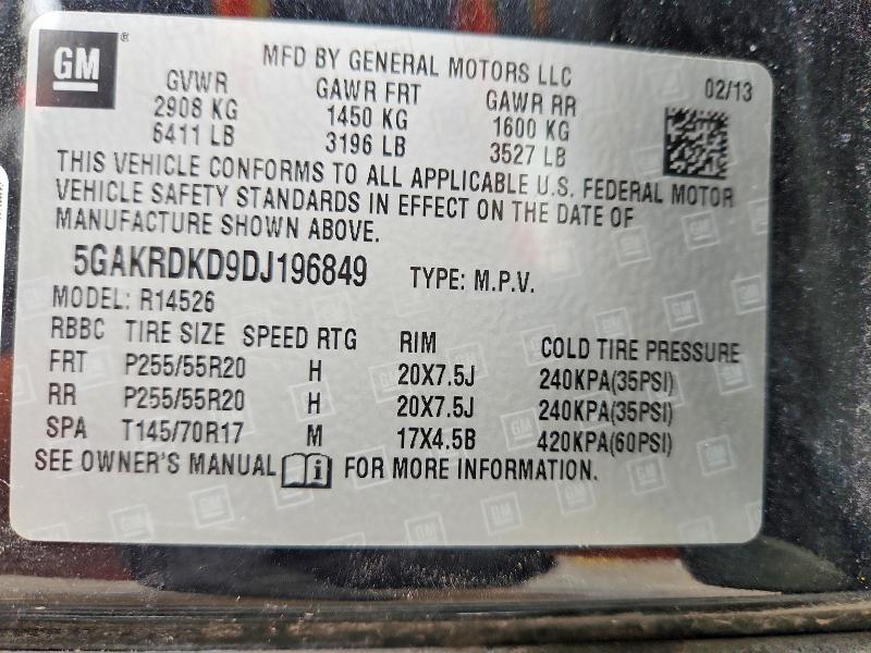 Aukcja sprzedaży 2013 Buick Enclave, vin: 5GAKRDKD9DJ196849, numer aukcji: 75876785