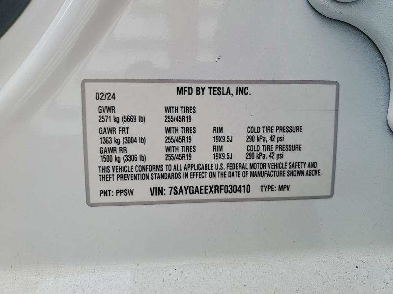 Aukcja sprzedaży 2024 Tesla Model Y, vin: 7SAYGAEEXRF030410, numer aukcji: 77121805