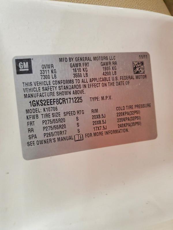 2012 Gmc Yukon მანქანა იყიდება აუქციონზე, vin: 1GKS2EEF8CR171225, აუქციონის ნომერი: 76429695