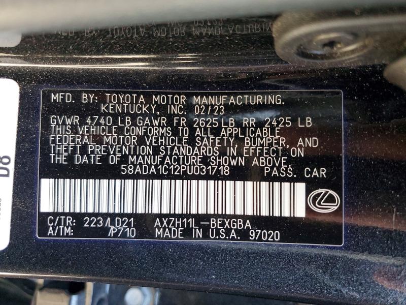 78913115 :رقم المزاد ، 58ADA1C12PU031718 vin ، 2023 Lexus Es 300h مزاد بيع