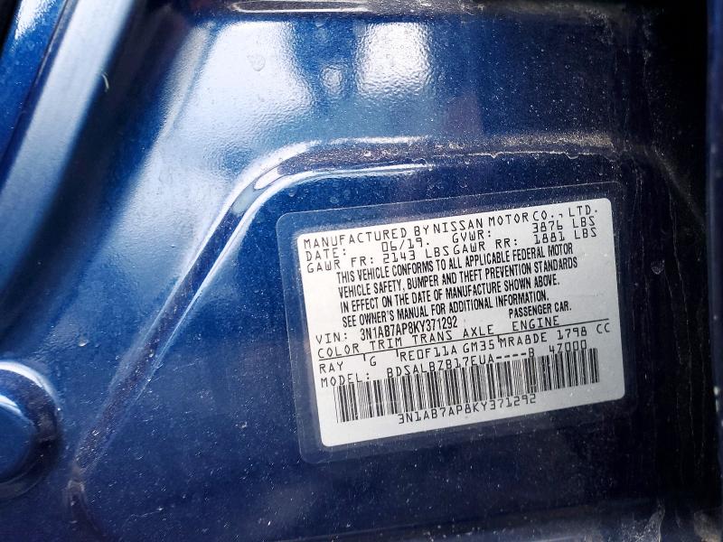 Продаж на аукціоні авто 2019 Nissan Sentra, vin: 3N1AB7AP8KY371292, номер лоту: 78594515