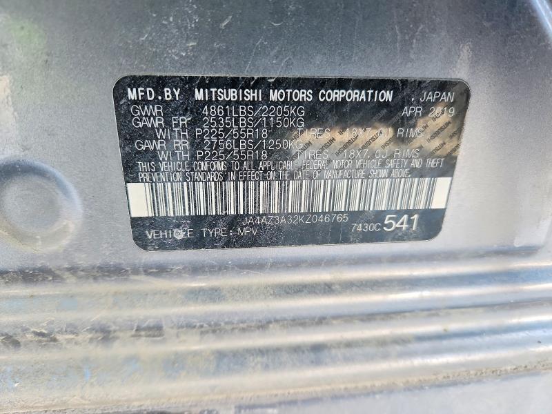 Продаж на аукціоні авто 2019 Mitsubishi Outlander, vin: JA4AZ3A32KZ046765, номер лоту: 78545725