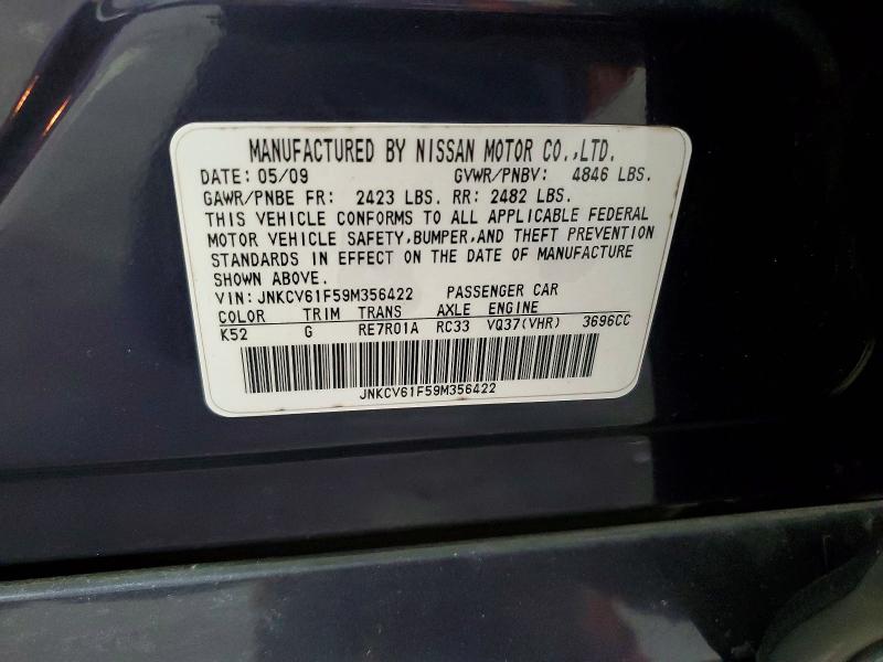 Aukcja sprzedaży 2009 Infiniti G37, vin: JNKCV61F59M356422, numer aukcji: 78624845