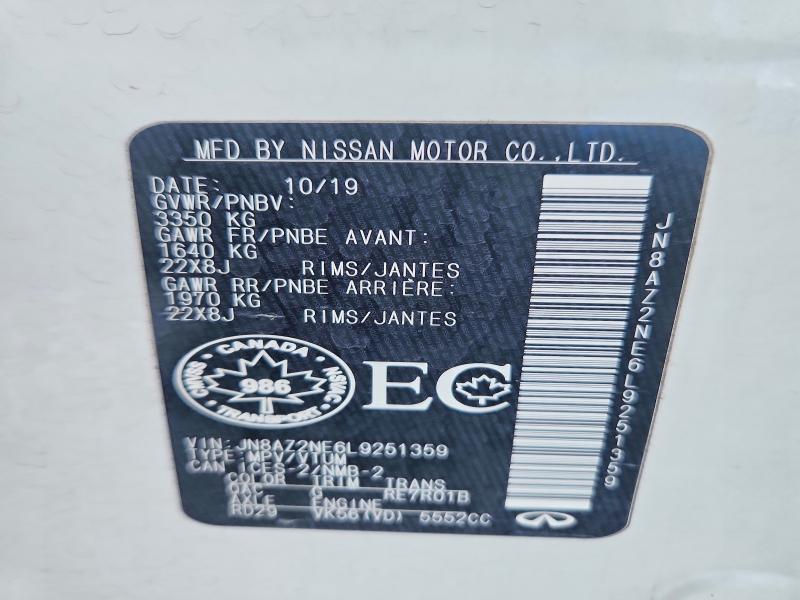 76058585 :رقم المزاد ، JN8AZ2NE6L9251359 vin ، 2020 Infiniti Qx80 مزاد بيع